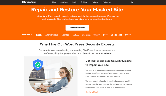 WPBeginner Professional Services: Hacked Site Repair