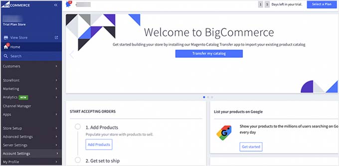 BigCommerce instrumentpanel