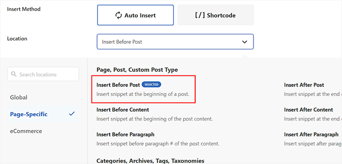 Choose location and insertion for the search engine ID