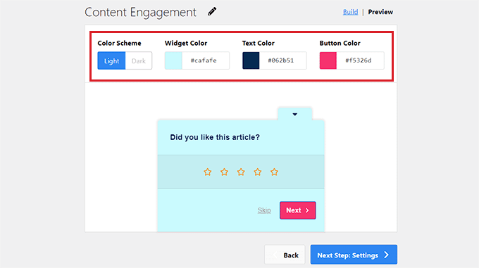 Customize the survey widget to your liking