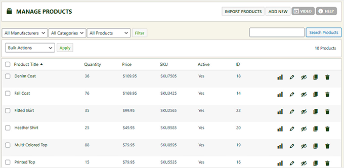 Hantera produkter i WP EasyCart