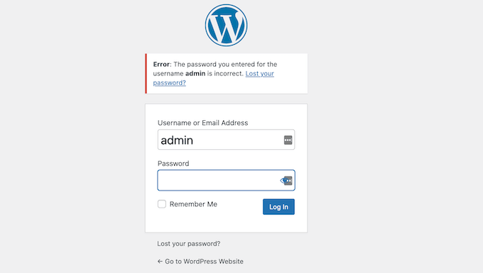 WordPress 登录错误消息中的密码提示