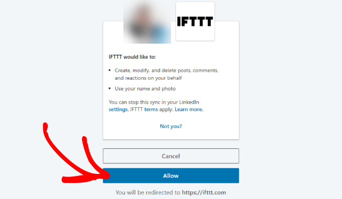 IFTTT linkedin connection