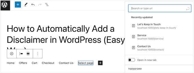 Adding links to WordPress