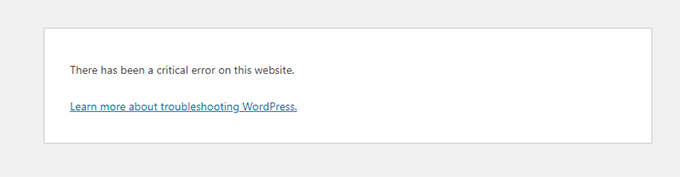 Critical error in WordPress
