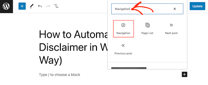 Adding a new block to a WordPress page or post