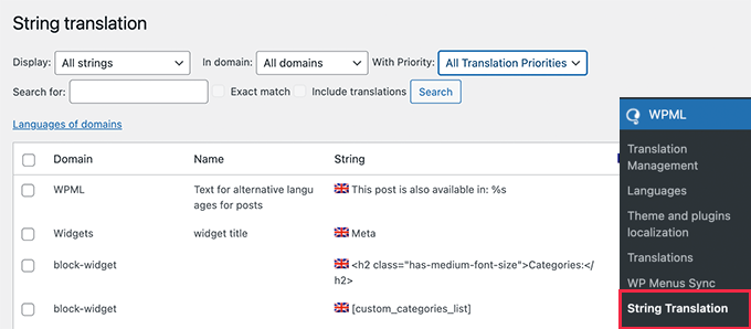 translate strings