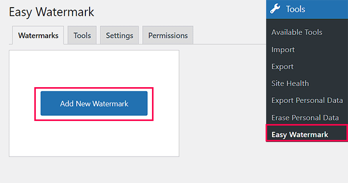 Click Add New Watermark button