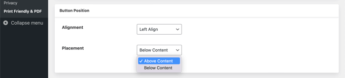 You Can Display the Button Before or After Your Content