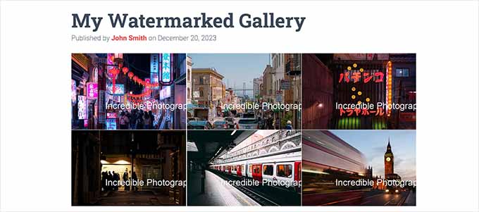 Watermarked gallery preview