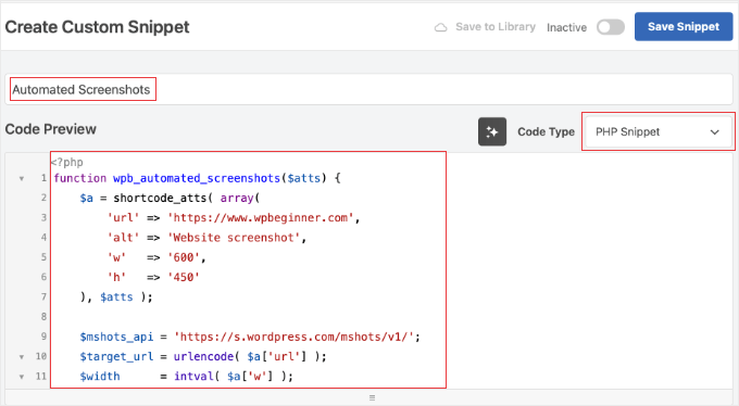 Cómo tomar capturas de pantalla automáticas en WordPress usando WPCode