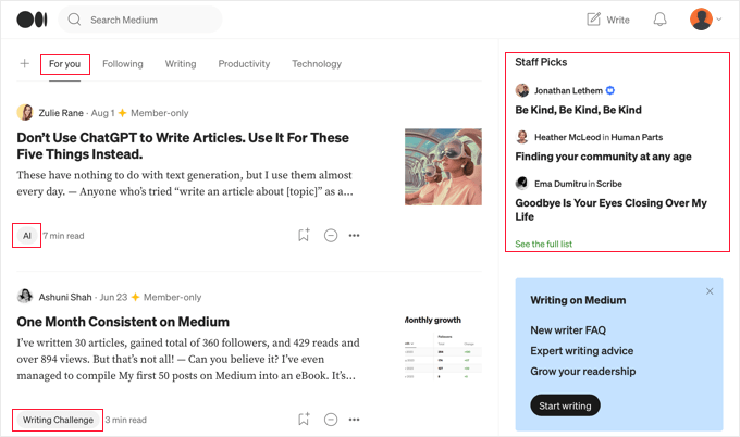 Discover Content on Medium