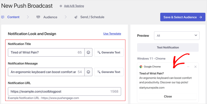 Adicionando uma Nova Notificação Push no PushEngage