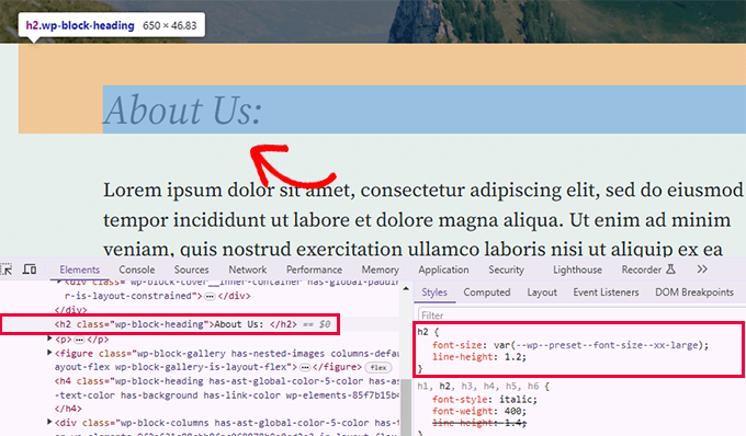 Selected HTML highlighted in preview