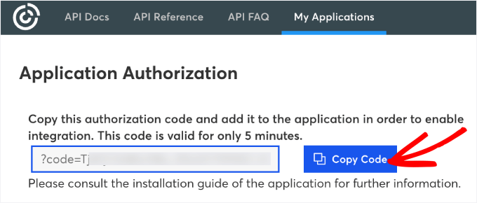 copier le code d'autorisation Constant Contact copier le code d'autorisation Constant Contact