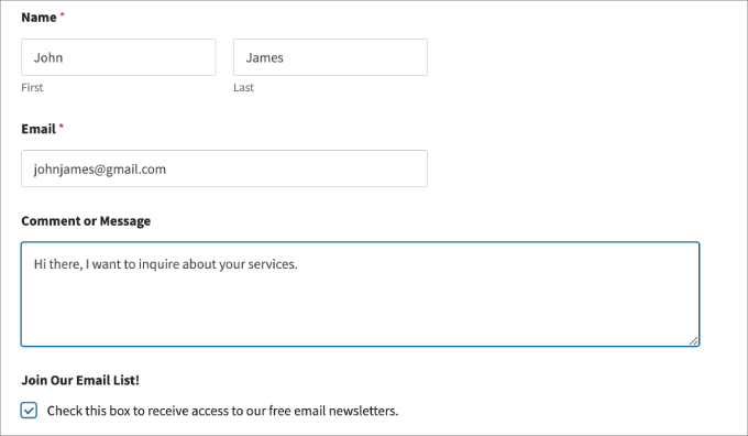 contact form preview