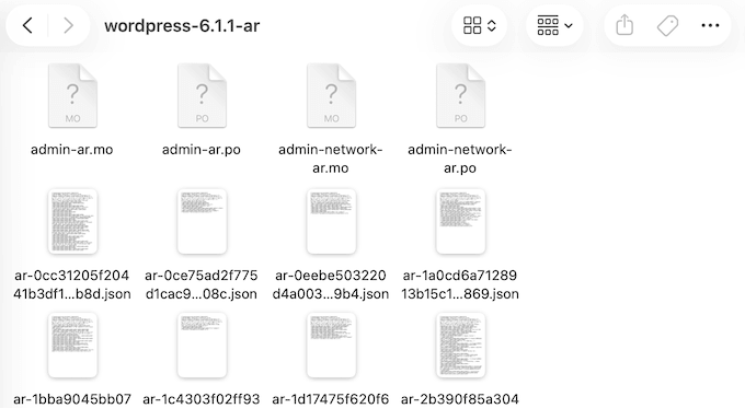 Un exemplu de fișier lingvistic WordPress extras
