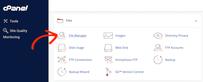 How to open the file manager in your WordPress hosting account