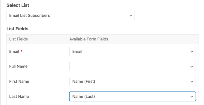 list fields in constant contact