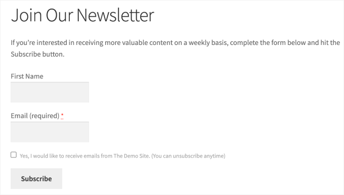aperçu du formulaire Constant Contact aperçu du formulaire Constant Contact
