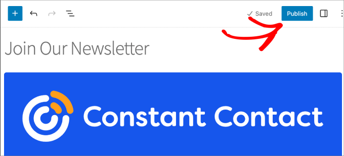 publish constant contact form