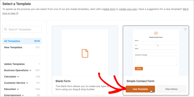 use simple contact form template