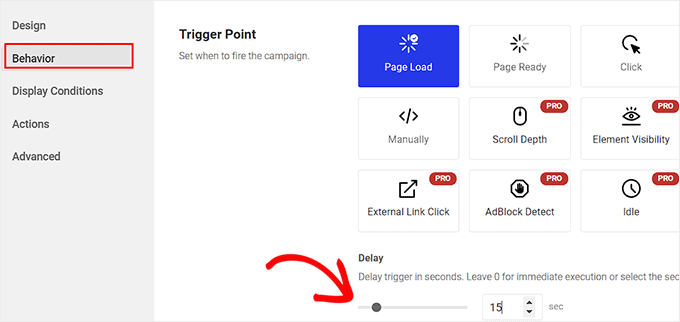 Choose a trigger point for footer bar