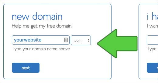 Choose domain by bluehost