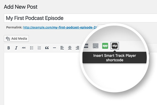 sätt in smart podcast player i ditt inlägg