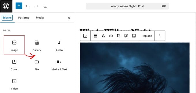Lägga till den konfigurerade bilden i ett inlägg