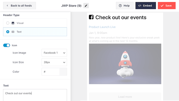How to add a text header to a Facebook event feed