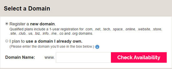 Select your iPage domain registration