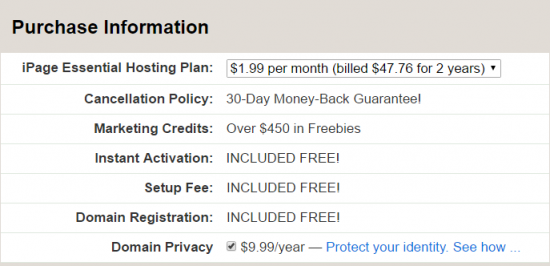Verify that your iPage deal pricing is applied