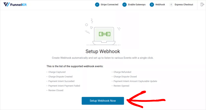 Click the Setup Webhook button