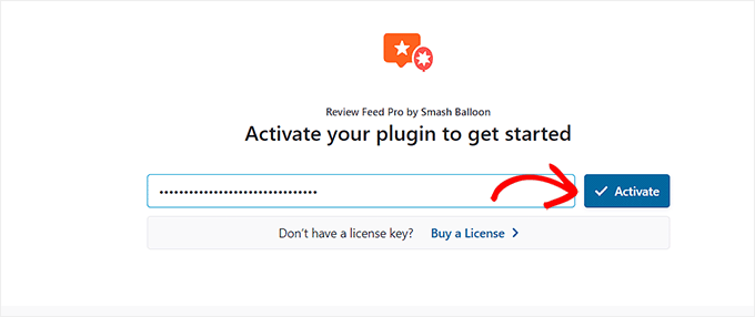 Activate the license key for the Reviews Feed plugin