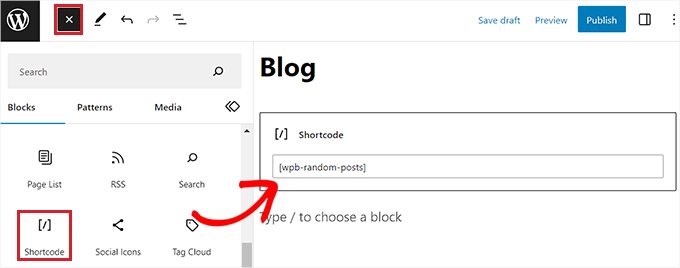 Add shortcode in a page