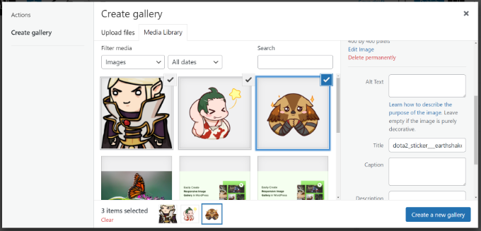 Click the create a new gallery button