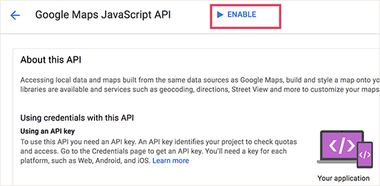 Enable JavaScript API