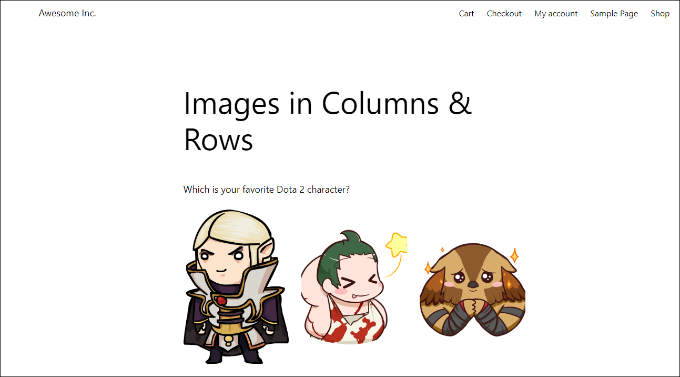Images in columns manually
