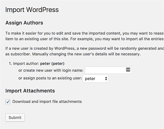 WordPress 导入设置