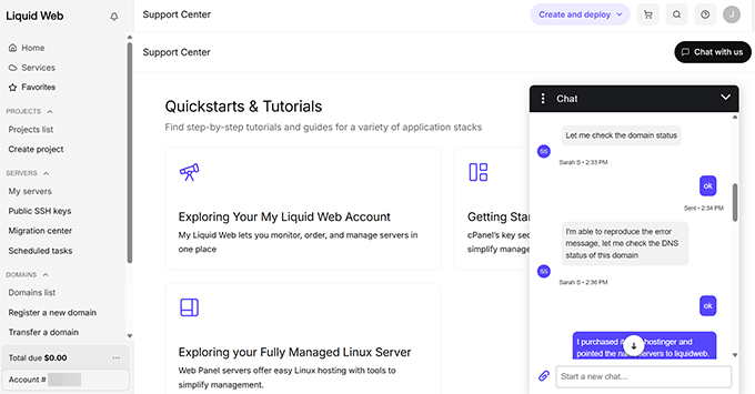 Liquidd Web support experience