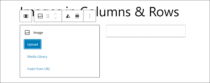 Upload image to column block