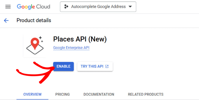 Enable Places API 