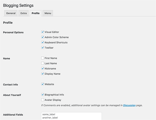 Clean up profile settings