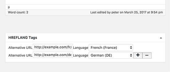 Adding hreflang tags using a plugin