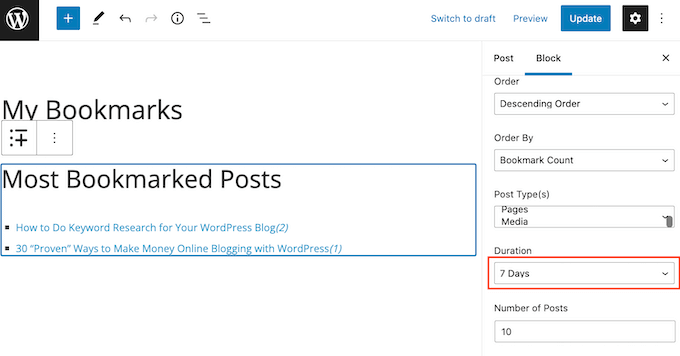 Displaying your most frequently favorited WordPress posts