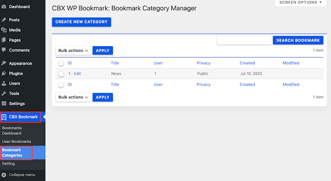 The Bookmark Category Manager