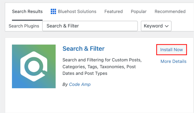 Instalarea Search & Filter în WordPress