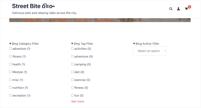 WPFilters pe un site live