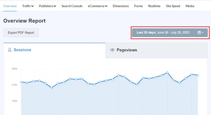 MonsterInsights date picker